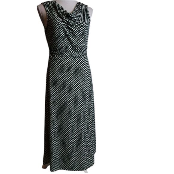 ✨Talbots Drape Neck A Line Luxe Stretch Jersey Midi Sz Large Dress✨ - Picture 2 of 7